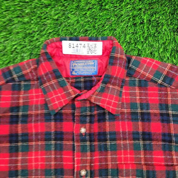 Vintage Pendleton Flannel Plaid Button Shirt Large 22x28 Wool - Picture 3 of 11